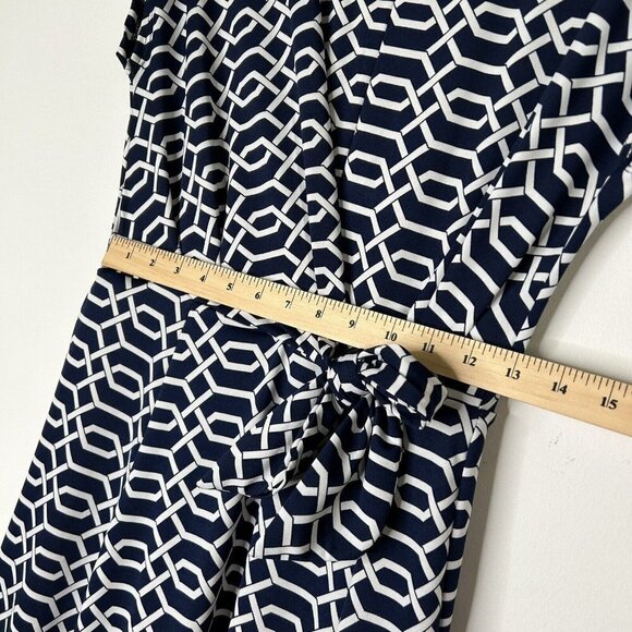 Superfoxx Faux Wrap Jersey Dress Womens Size Small Navy Geometric - Picture 5 of 9